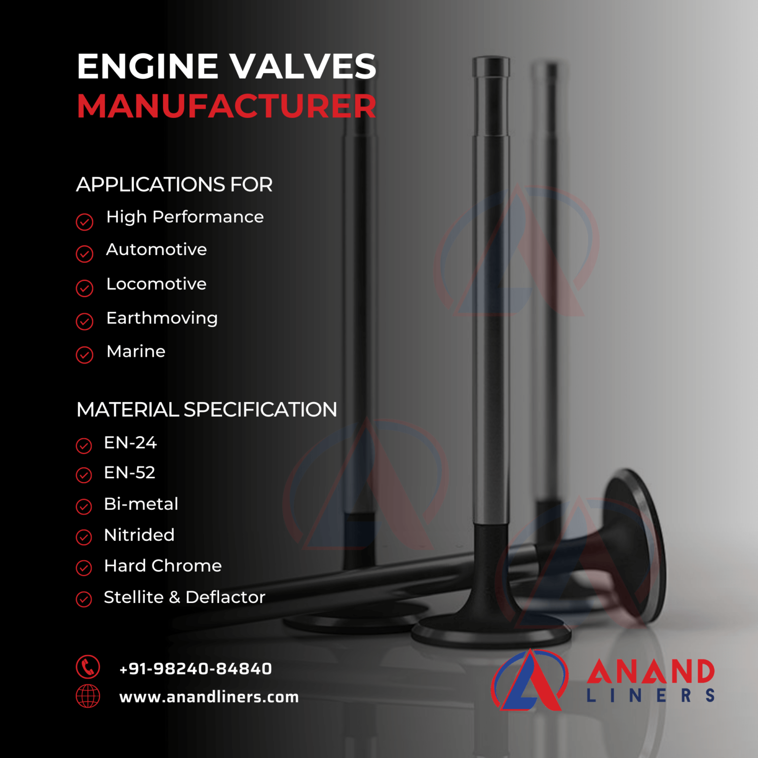 Engine Valves Manufacturer, Anand Liners